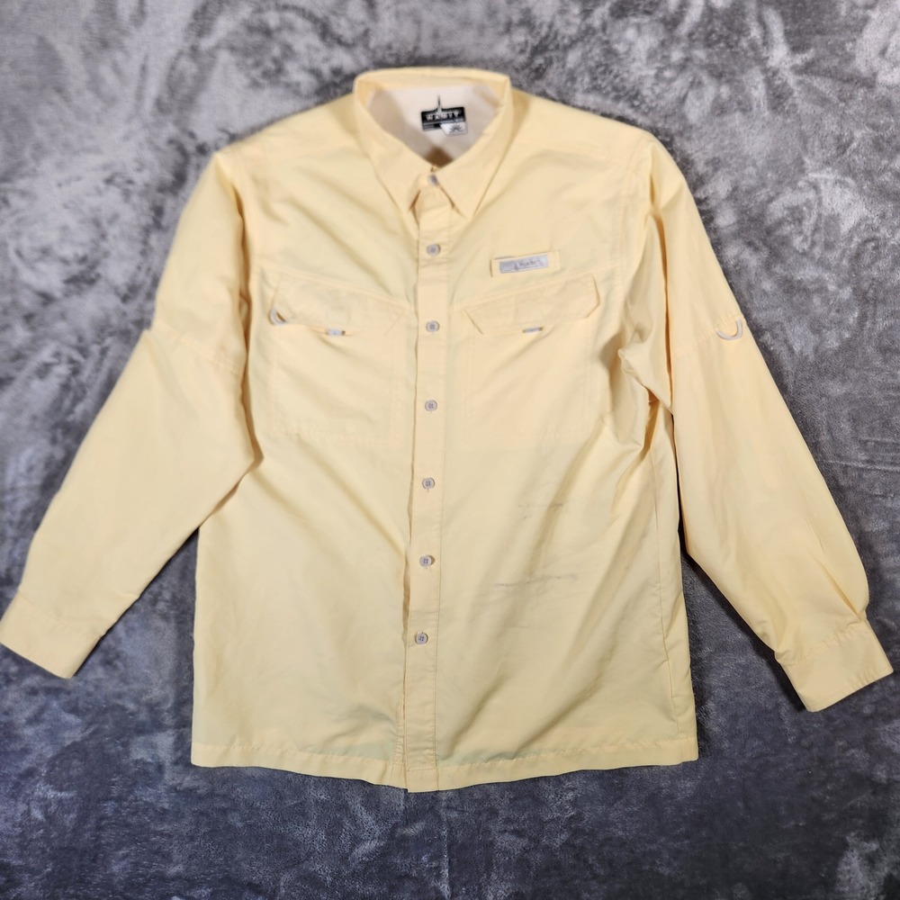 Habit Fishing Shirt Mens Medium Pale Banana Solar-Factor UPF 40+ TS1156